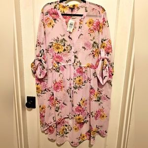 Torrid Sheer lilac floral button down tunic